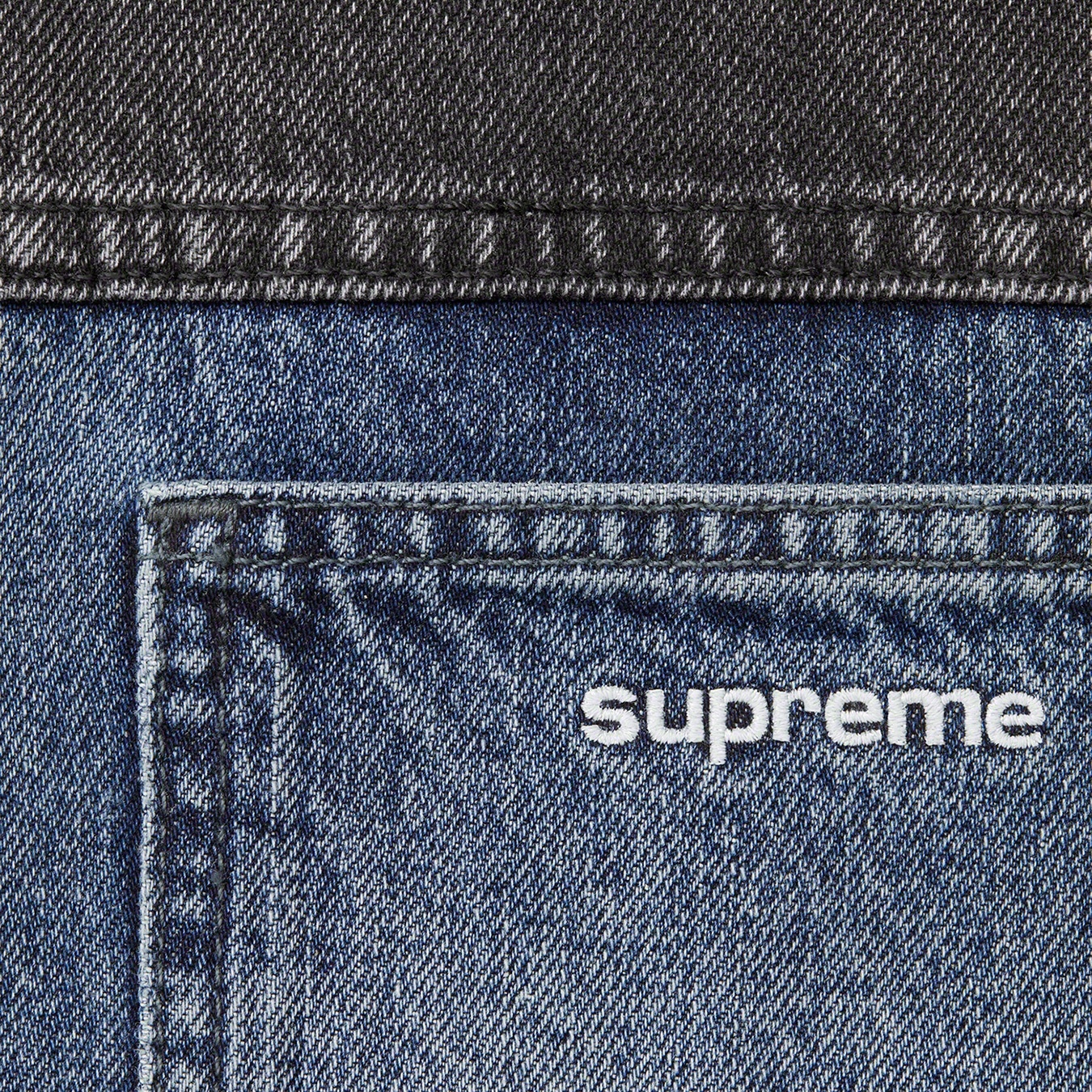 2-Tone Paneled Denim Jacket view 2